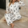 thumbnail image 6 of Womens Plus Size Heart Print Pajama Set Long Sleeve Long Pants Two Piece Sleepwear, 6 of 7