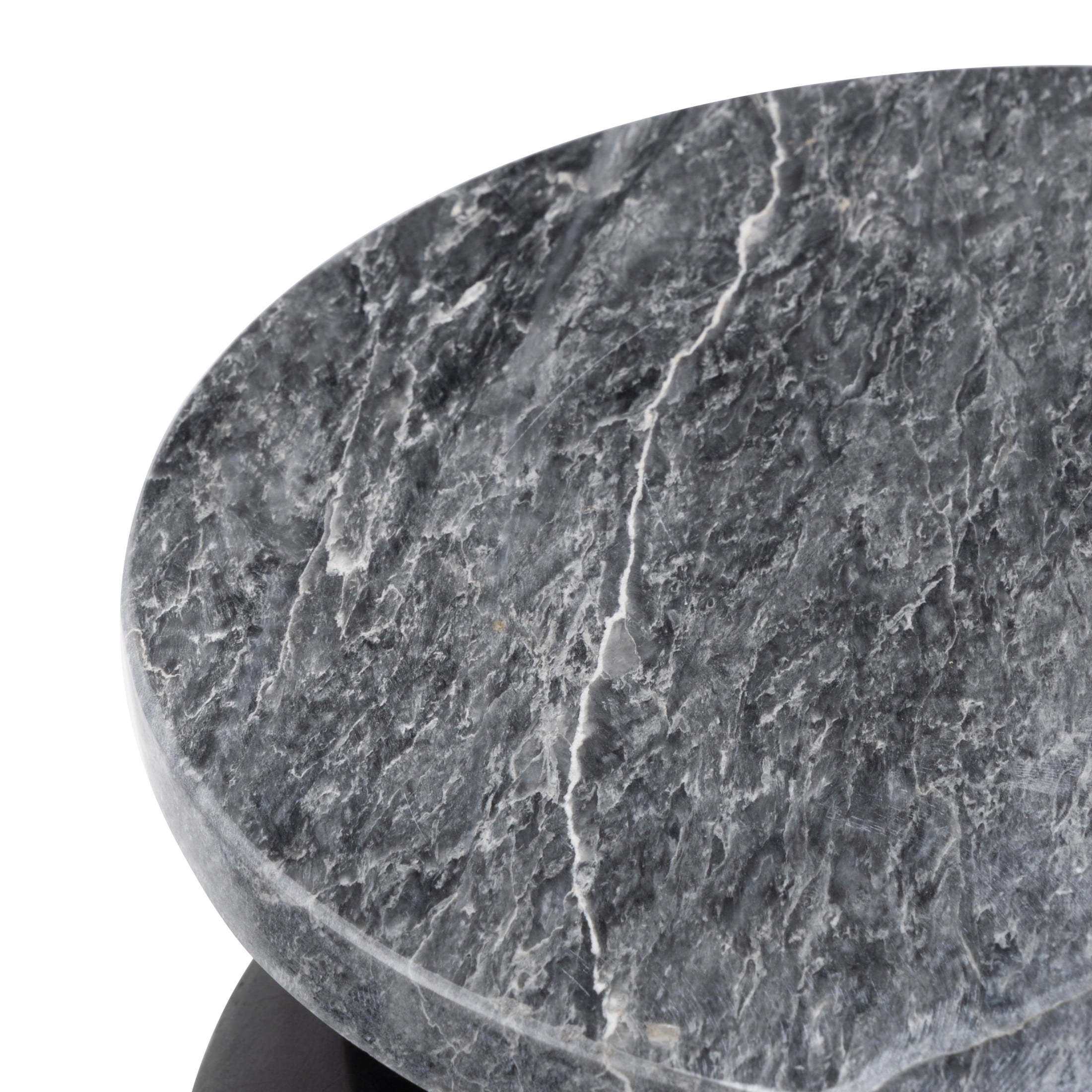 DecMode 10" x 22" Black Wood Bubble Inspired Accent Table with Marble Tabletop, 1-Piece