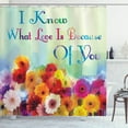 thumbnail image 1 of Ambesonne Saying Shower Curtain, Romantic Words with Flowers, 69"Wx84"L, Multicolor, 1 of 3
