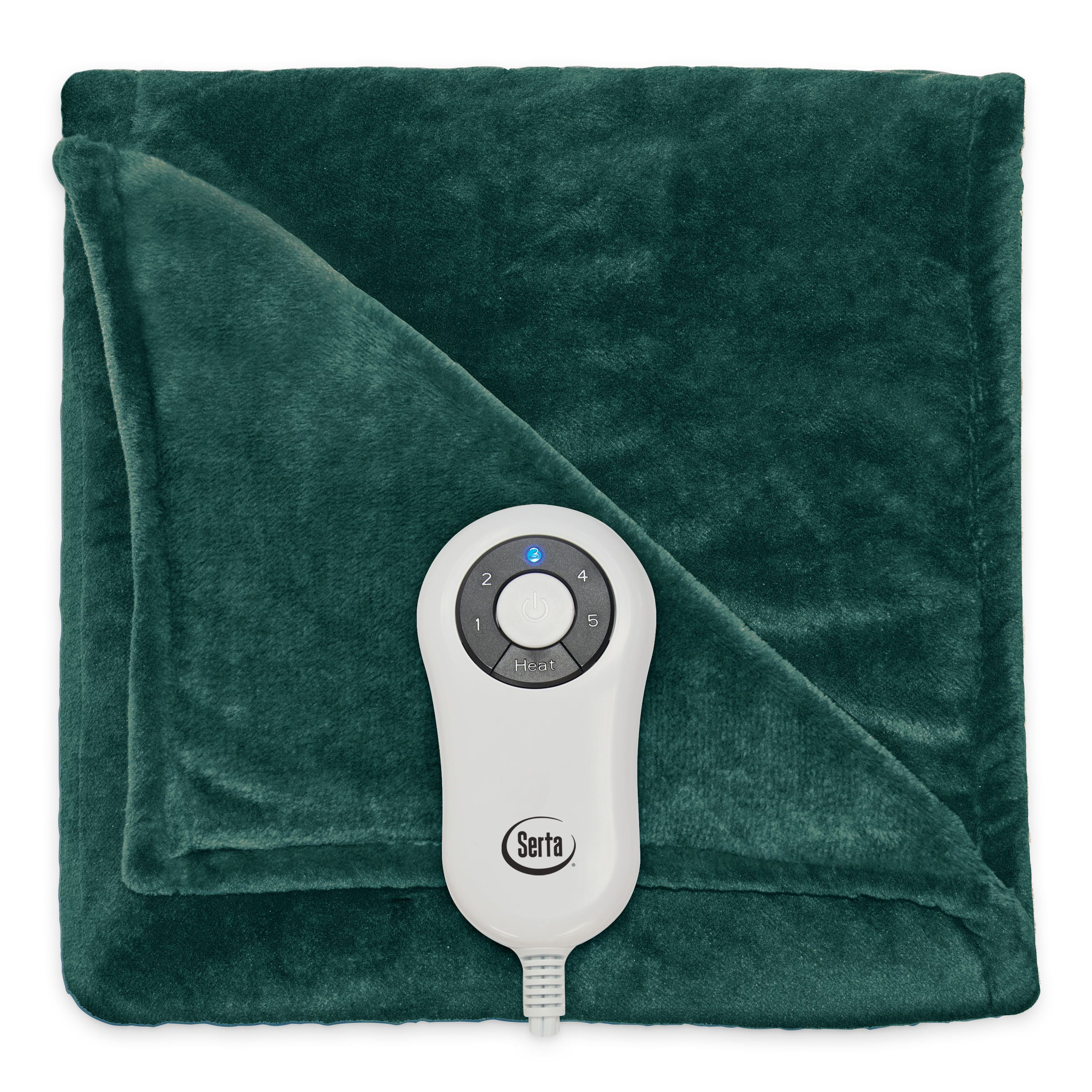 Serta Silky Plush Electric Heated Warming Throw Blanket Pine