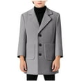 thumbnail image 3 of dazeni 1-15 Years Boys Casual Trench Coat Winter Knit Notch Lapel Long Jacket Single Breasted Pea Coat with Pockets, 3 of 8