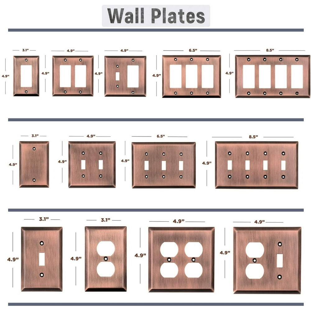 Wall Plate Outlet Switch Covers by SleekLighting Decorative Copper