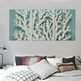 thumbnail image 3 of JEUXUS  Coastal Pictures Coral Painting Canvas Wall Art Bathroom Decor Picture Beach Theme Artwork Home Decor Framed Ready to Hang 12''x16''X3 Panels, 3 of 4