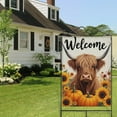 thumbnail image 4 of Fall Highland Cow with Pumpkins and Sunflowers Fall Garden Flags 28"x40” Double Side,Small Yard Flags for Outside,Outdoor Fall Decor,Autumn Funny Garden Flag Yard Decoration, 4 of 5