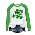thumbnail image 5 of Women's St Patricks Day Plus Size Sweatshirt Long Sleeve Festival Print Color Block Crewneck Loose Casual Tops (5XL, Green), 5 of 5