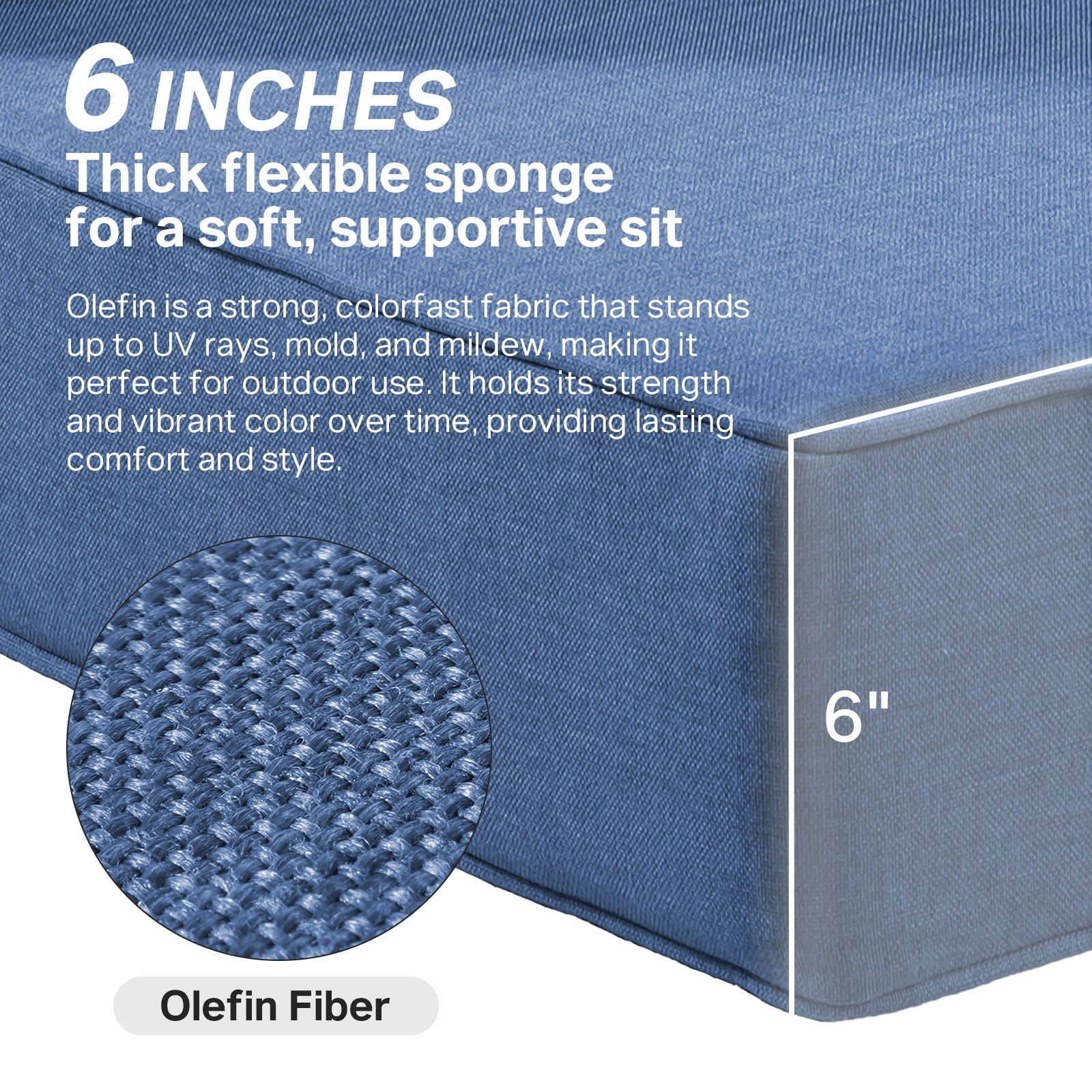 Opohoro Outdoor Deep Seat Cushion Set, 24"x24"x6", Water Resistant & UV Resistant Comfortable Furniture Cushions for Patio Chair, Sofa, Loveseat