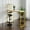 Marble Top/Gold Frame, variant on Emma + Oliver Modern Bar and Wine Table with 2 Slanted Bottle Shelves and Hanging Stemware Holders, Black Steel Tube Frame with Light Brown Melamine Table Top