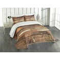 thumbnail image 3 of Ambesonne Wooden Print Quilted Bedspread Set 3 Pcs, Brown Rustic Floor, King Size, Brown, 3 of 5