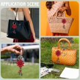 thumbnail image 4 of Llavero de cuero genuino con diseño de flor, colgante para bolso, diseño de margarita roja, estilo bohemio, con borlas de ladrillo refractario y aleación, accesorios para llaveros., 4 of 9