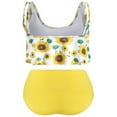 thumbnail image 2 of Women 2Pcs Padded Ruffle Strappy Crop Tops High Waist Bikini Set Swimsuit Swimwear Summer, 2 of 2
