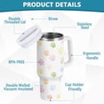 thumbnail image 4 of Gobelet de 40 oz avec Poignée, Couvercle et Paille, Gobelet d'Eau Isolé, Tasse d'Eau en Acier Inoxydable, Tasse/bouteille Réutilisable, Compatible avec Porte-Gobelet, Empreinte de Patte Colorée, 4 of 6