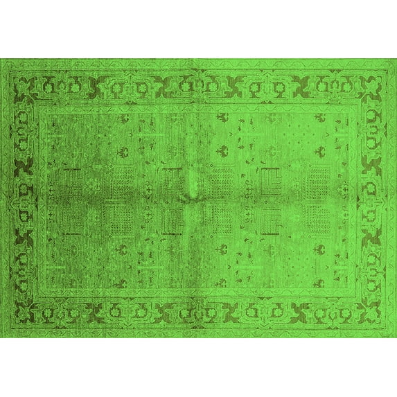 Ahgly Company Indoor Rectangle Oriental Green Traditional Area Rugs, 5' x 7'