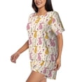 thumbnail image 2 of Bixox Women's Yellow Pueple Rabbit Printed Pajama Set 2 Piece Lounge Set Top and Shorts Soft Pajamas, Shorts with Pockets, 2 of 7