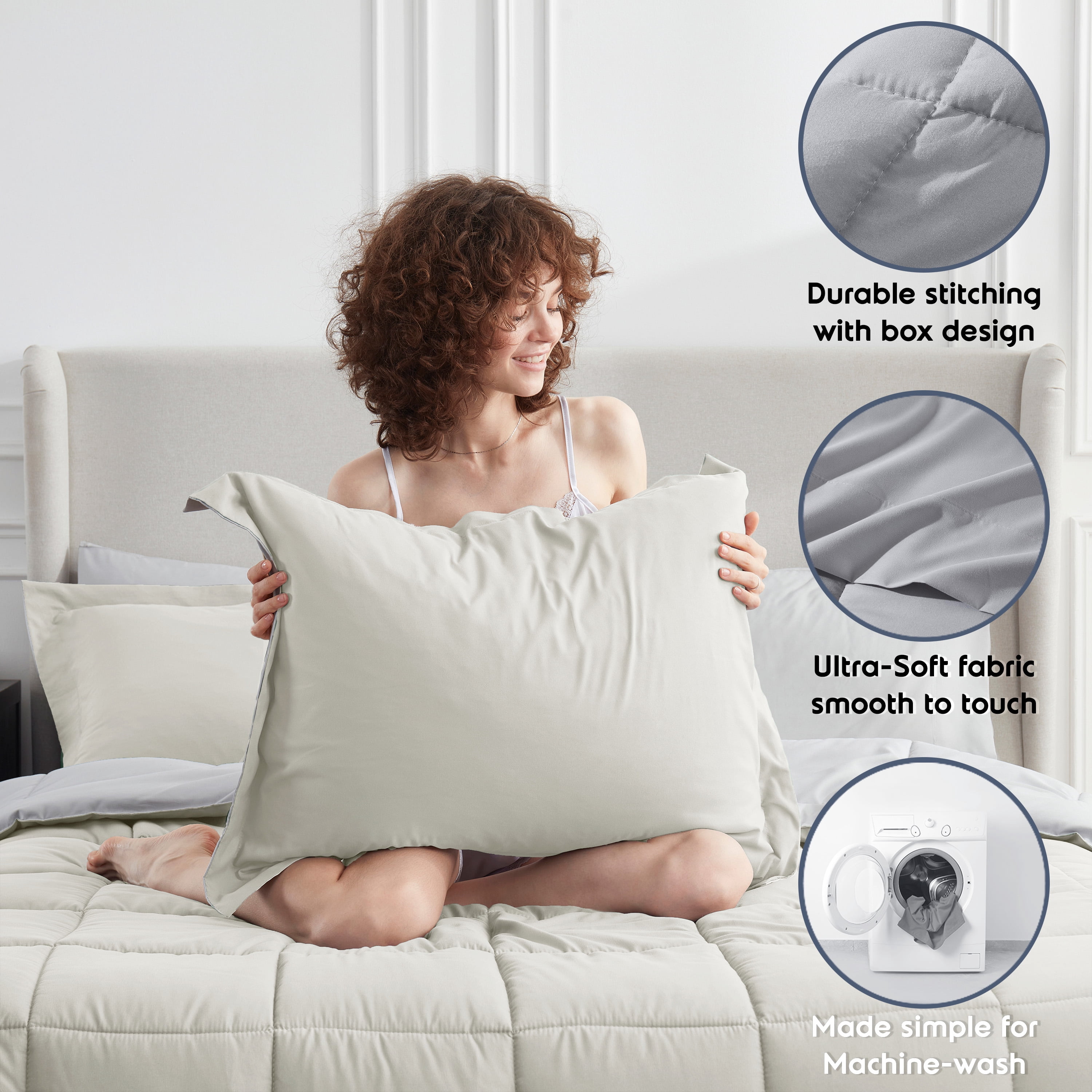 LammaLoe Twin Comforter Set With Sheets, Reversible Bed In A Bag 7 Piece, Bedding Set