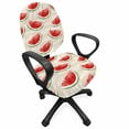 thumbnail image 1 of Fruits Office Chair Slipcover, Watercolor Fresh Watermelons Yummy Summer Food Harvest Paintbrush Display, Protective Stretch Decorative Fabric Cover, Standard Size, Cream Red Jade Green, by Ambesonne, 1 of 5