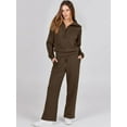 thumbnail image 2 of Women 2 Piece Outfits Sweatsuit Set 2023 Fall Oversized Half Zip Sweatshirt Wide Leg Sweatpant Lounge Set Tracksuit, 2 of 4