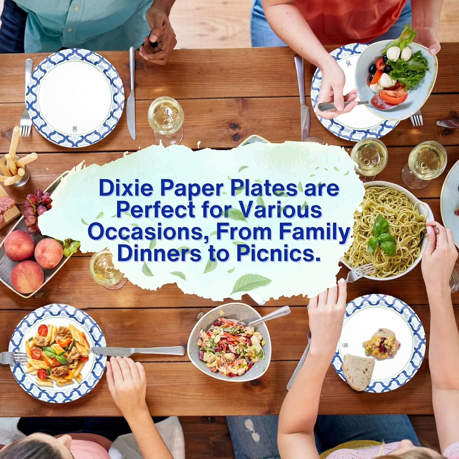 Dixie White with Blue Ultra Paper Plate Max Shield Technology - Microwaveable - 10 in - 186ct