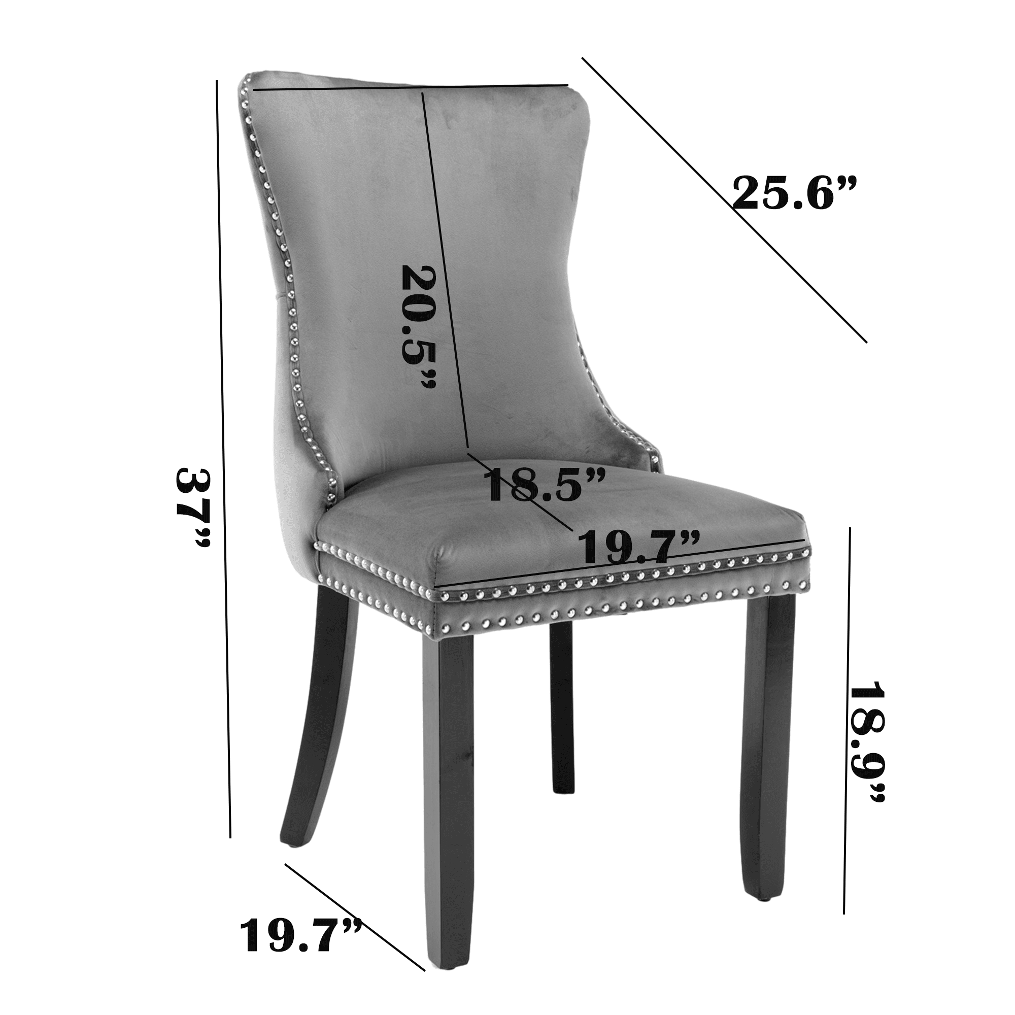 Wing-Back Button Tufted Dining Chairs, High-end Velvet Upholstered Dining Chairs with Nailhead Back and Solid Wood Legs, Solid Wood Dining Chairs for Kitchen Bedroom Dining Room (Blue,Set of 2)