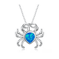 thumbnail image 4 of 14K White Gold Plated Deep Blue Sea Turtle Animal Frog Crab Cat Heart Opal Blue Enamel Cz Pendant Necklace for Woman Special Occasion Birthdays Holidays, 4 of 15