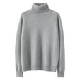 thumbnail image 5 of Womens Cable Knit Turtleneck Sweaters Fall Winter Long Sleeve Chunky Knitted Trendy Pullover Tops Light Gray L, 5 of 5