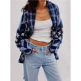 thumbnail image 2 of Colorful Sweaters for Women Button Down Collar Oversized Sweater Coats Y2k Fall Fashion Outfit Blue One size, 2 of 4