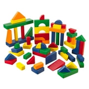 KidKraft 60-Piece Wooden Cutout Shapes Block Building Architectural Set - Primary