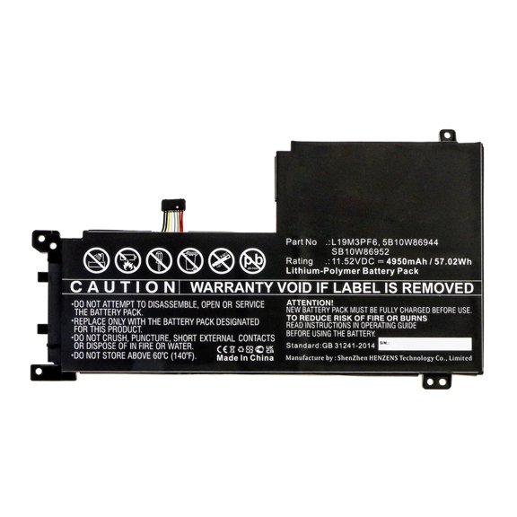 Batteries N Accessories BNA-WB-P12564 Laptop Battery - Li-Pol, 11.52V, 4950mAh, Ultra High Capacity - Replacement for Lenovo L19M3PF6 Battery
