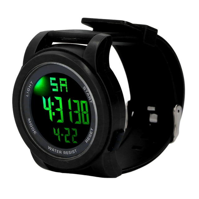 Montres Sport Numériques Étanches, Montre Sport Numérique Réglable 5Bar pour Randonnées Noir, Vert