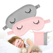 Bocaoying 2 Pieces Sleep Mask for Kids, Silk Sleep Eye Cover, Super Soft Eye Masks, Adjustable Eyeshade Mask Satin Night Eyeshade Covers with 2 Pieces Storage Bag
