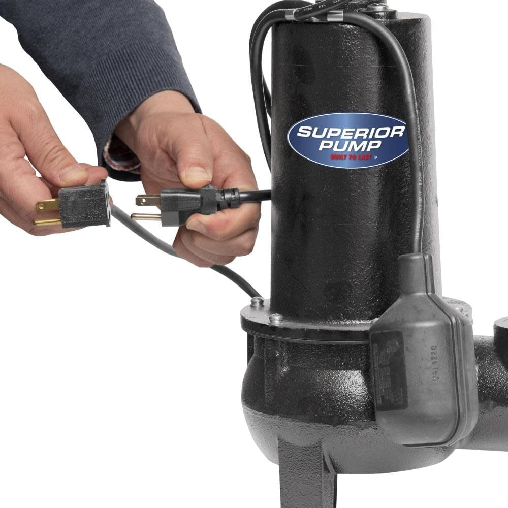 Superior Pump 93501 Continuous Duty Water Sump Pump, 80 Gpm, 1/2 HP, 120 V, 7.6 , 60 Hz, 10 ft