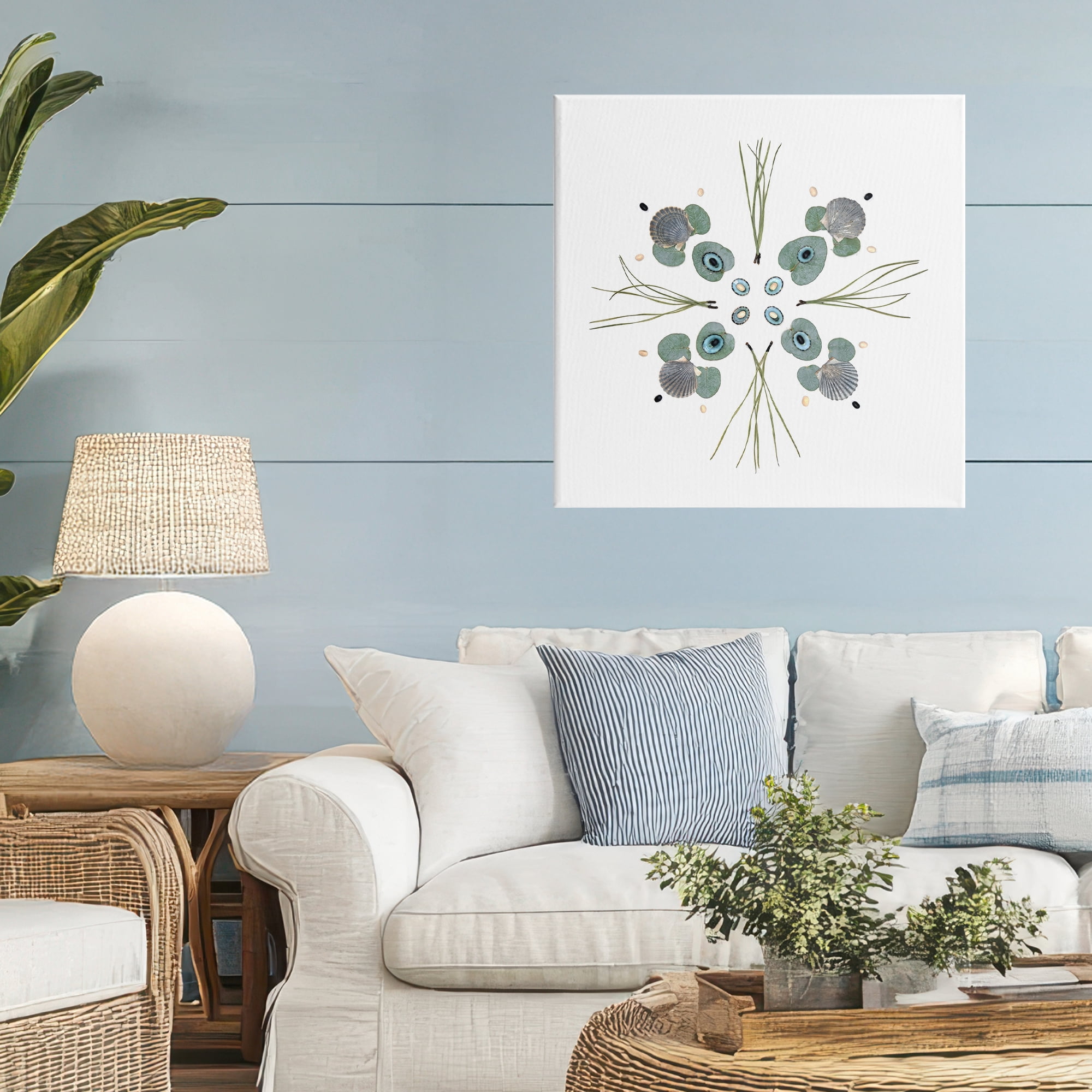 Stupell Industries Seashell & Leaf Symmetry Canvas Wall Art, design by Beth Adoette