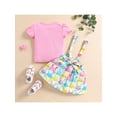 thumbnail image 3 of Newborn Infant Baby Rabbit Romper Flying Sleeve Top+Bunny/Floral Suspender Skirt Shorts Summer Outfits Set, 3 of 9