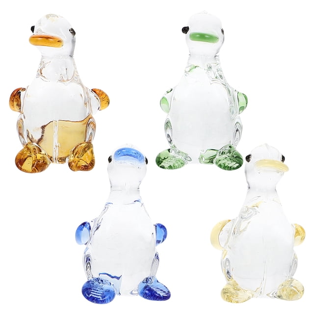 4 Uds estatuilla de pato de cristal decoración de pato Adorable decoración de escultura de Animal de cristal de escritorio