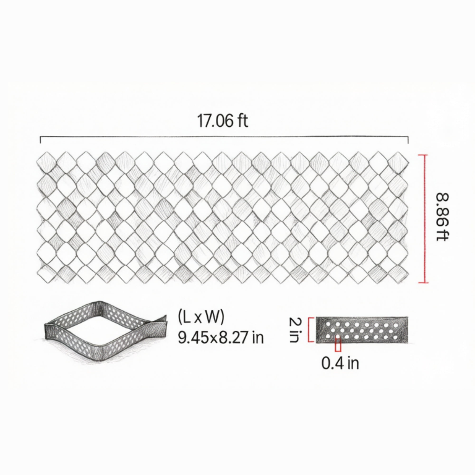 Gravel Grid, Permeable Geo Grid Driveway Stabilizer for Garden, Patio & RV Parking, 17.06 x 8.86 FT