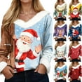 thumbnail image 5 of adviicd Ugly Christmas Sweater Women Funny 2025 Xmas V Neck Faux Fur Trim Pullover Tops Casual Party Costume (Blue, XXL), 5 of 7