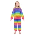 thumbnail image 2 of Fluffy Pajamas Set Fuzzy Winter Warm Pj Sets Pullover Tops and Long Pants Watercolor Rainbow Colors Large, 2 of 8