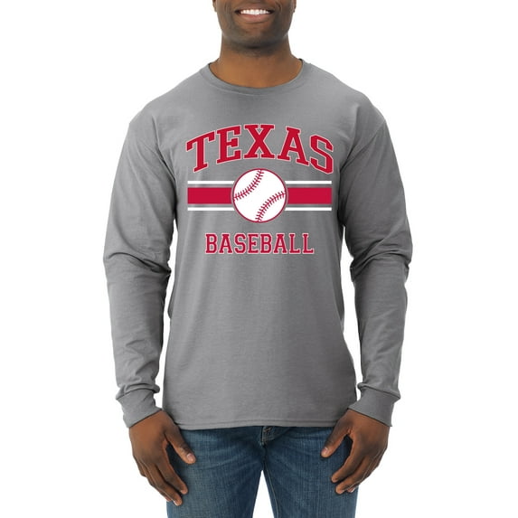 Wild Bobby City of Texas Baseball Fantasy Fan Sports Men's Long Sleeve T-Shirt, Heather Grey, Medium