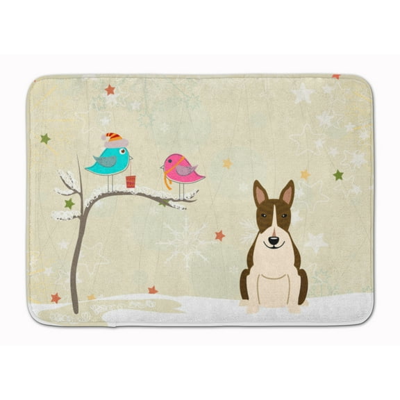 Christmas Presents between Friends Bull Terrier - Dark Brindle Machine Washable Memory Foam Mat