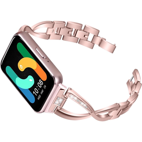 REQO Metal Band Compatible for Samsung Galaxy fit 3 Replacement Strap, Stainless Steel Dressy Watch Bands Bracelet Slim Strap Wristband for Galaxy fit 3 SM-R390 Smartwatch Accessories
