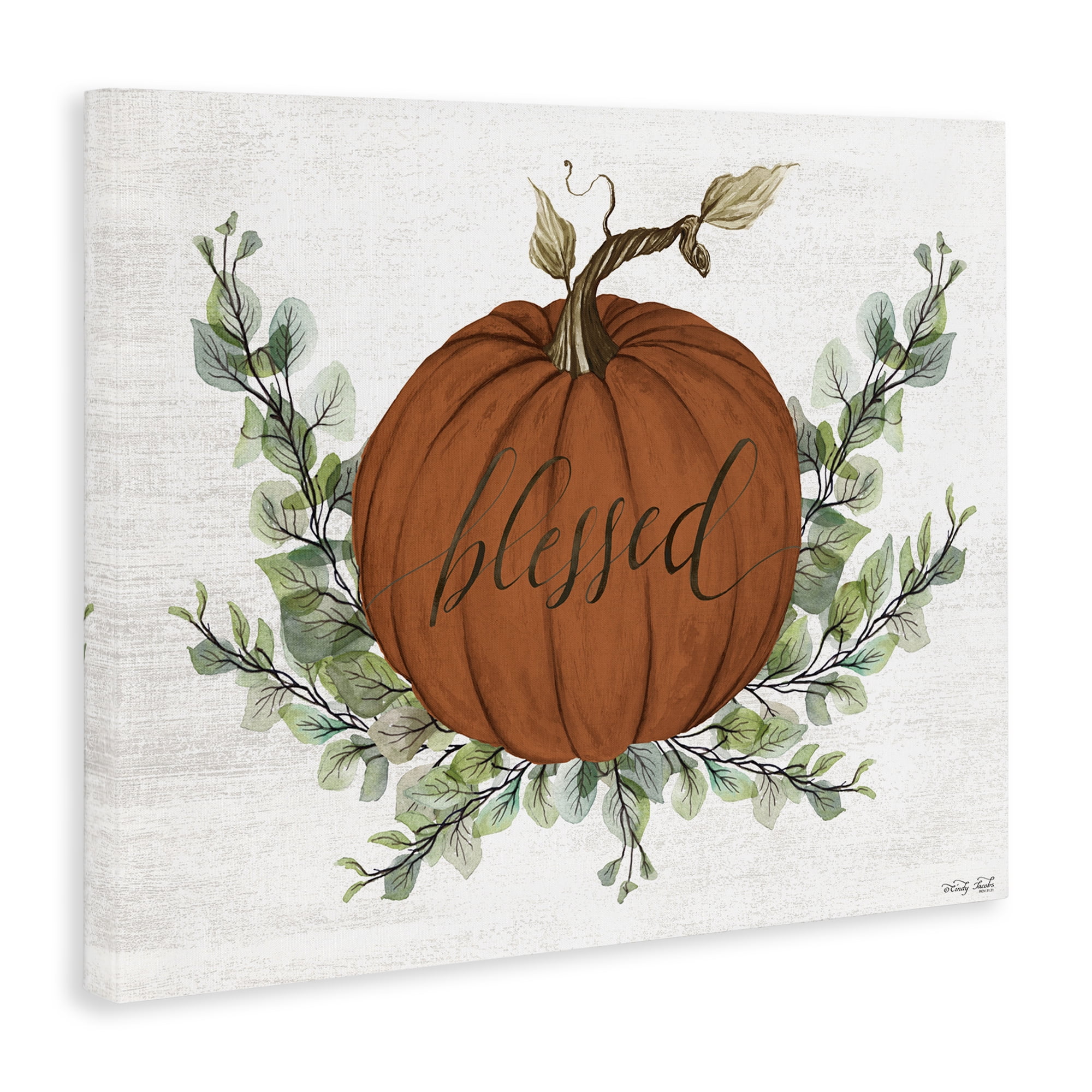 Stupell Industries Orange Blessed Pumpkin Food & Beverage Painting Gallery Wrapped Canvas Art Print Wall Art, 48 x 36