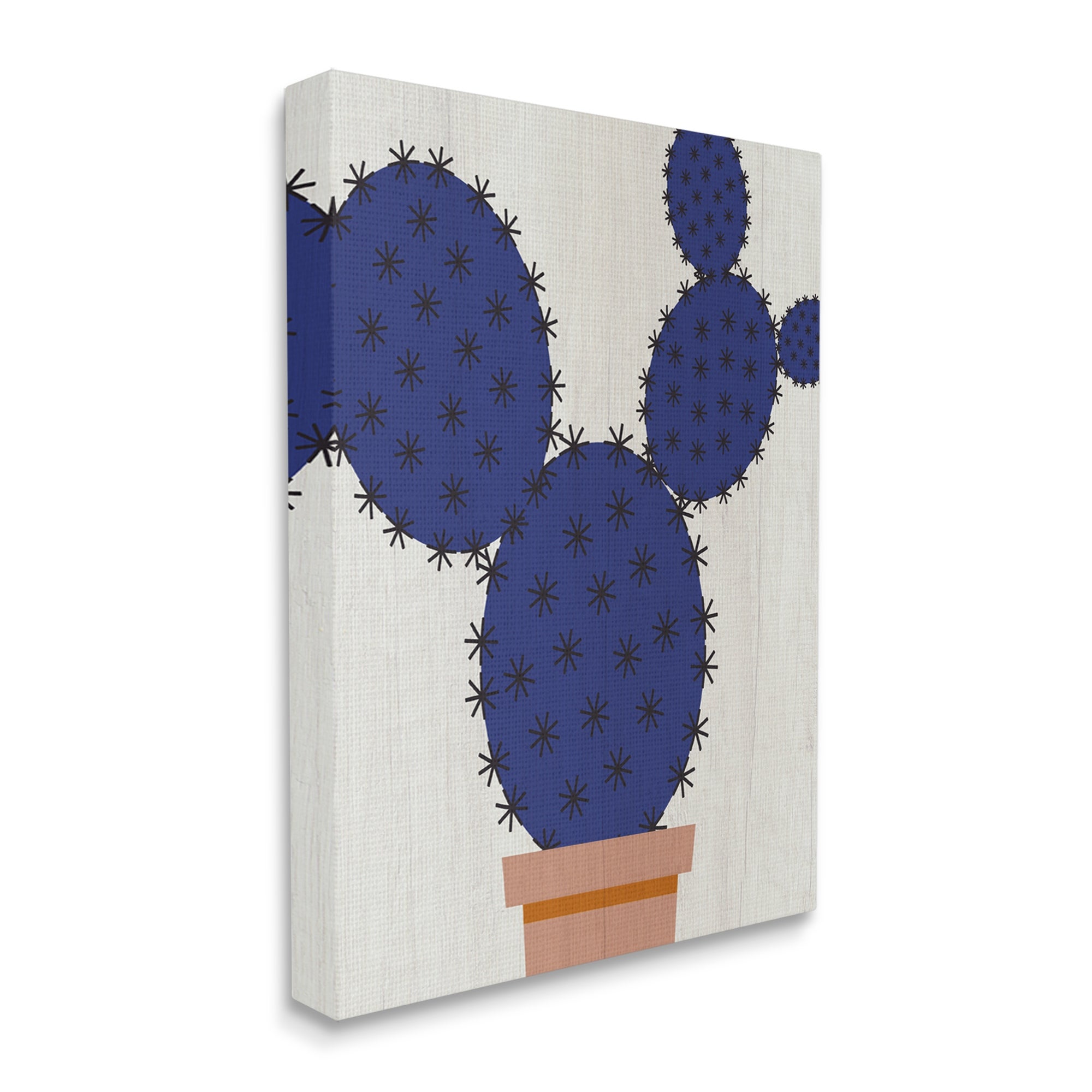 Stupell Industries Modern Prickly Pear Potted Cactus Abstract Blue Succulent, 24 x 30,Design by Daphne Polselli