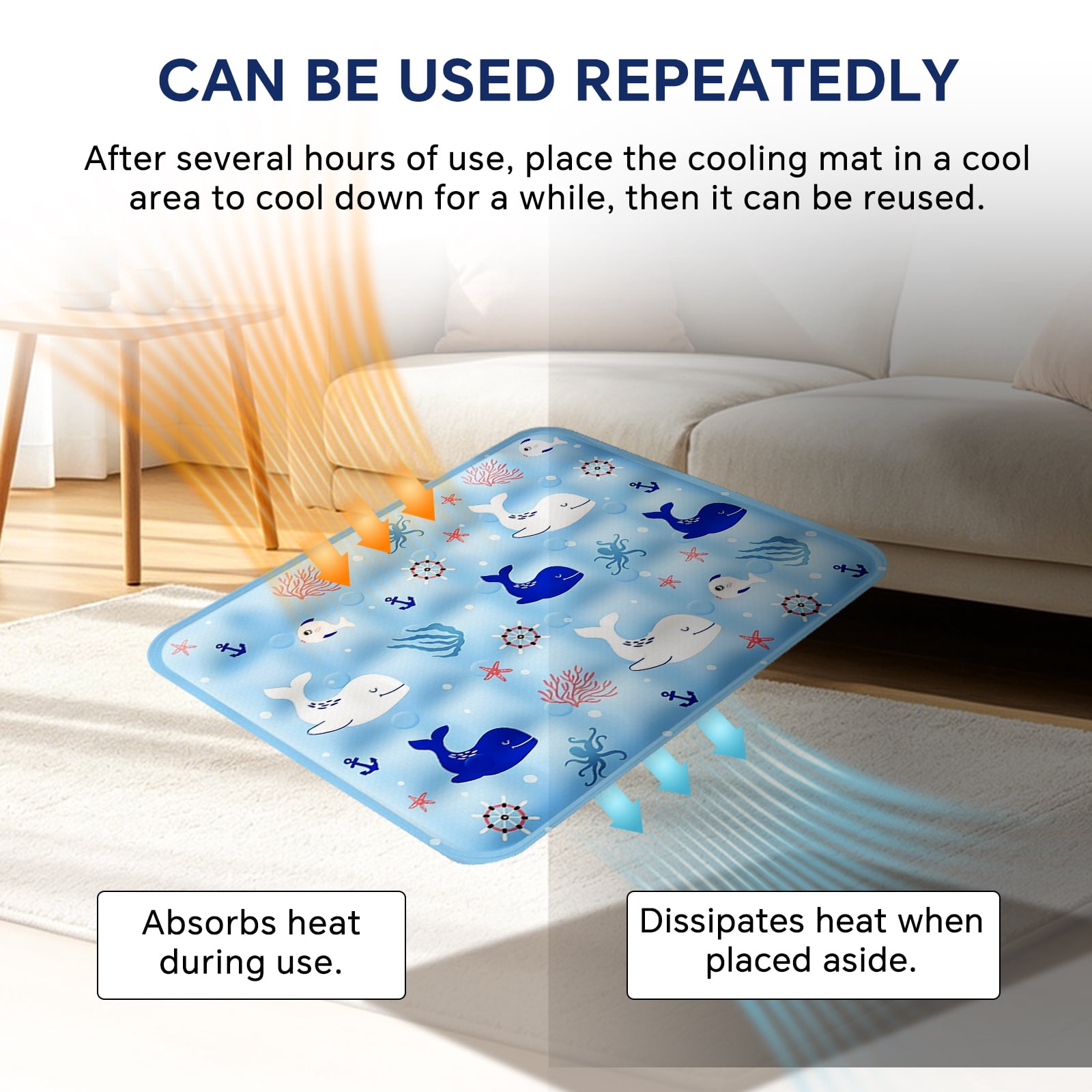 Pet Cooling Mat, Instant Cool Gel Pad for Dogs & Cats, Summer Instant Chill No Refrigeration, Portable Reusable Sleeping Bed (70*120cm/27.56*47.24in)
