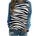 thumbnail image 1 of Yuyuzo Chandails en Molleton à Manches Longues Col Rond Simples pour Femmes 2025 Décontracté Tendance Imprimé Chandail Fin Tunique Raglan Hauts Chemises Bleu A3, 1 of 3