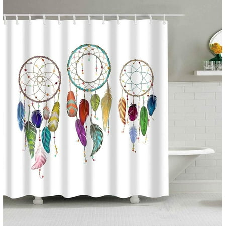 Dream Catcher Shower Curtain Waterproof, Indian Print Cotton Shower Curtain