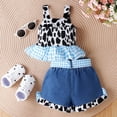 thumbnail image 4 of CAUYDY Toddler Baby Girl Summer Clothes Set Kid Outfits Short Sleeves T-Shirt Tops + Shorts Cute Outfits Set For Kids 18-24 Months 2t 3t 4t 5t 6t 7t (Sizes 12-18 Months,H03-Blue), 4 of 9