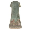 thumbnail image 5 of QUNYINEY Floral Women Dresses Short Sleeve Casual A-Line Dress Flowy with Pockets V Neck Maxi Sundress, 5 of 5