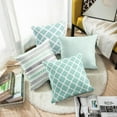 thumbnail image 4 of Set of 4 Throw Pillow Covers Mint Moroccan Green Quatrefoil Gray Watercolour Stripes Arrows Generic Solid Decorative Bedroom Pillow Cases Home Decor Square 18x18 Inches Pillowcases, 4 of 6