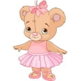 thumbnail image 2 of Cute Teddy Bear Ballerina Wall Decal by Wallmonkeys Peel and Stick Graphic (12 in H x 8 in W) WM289248, 2 of 4
