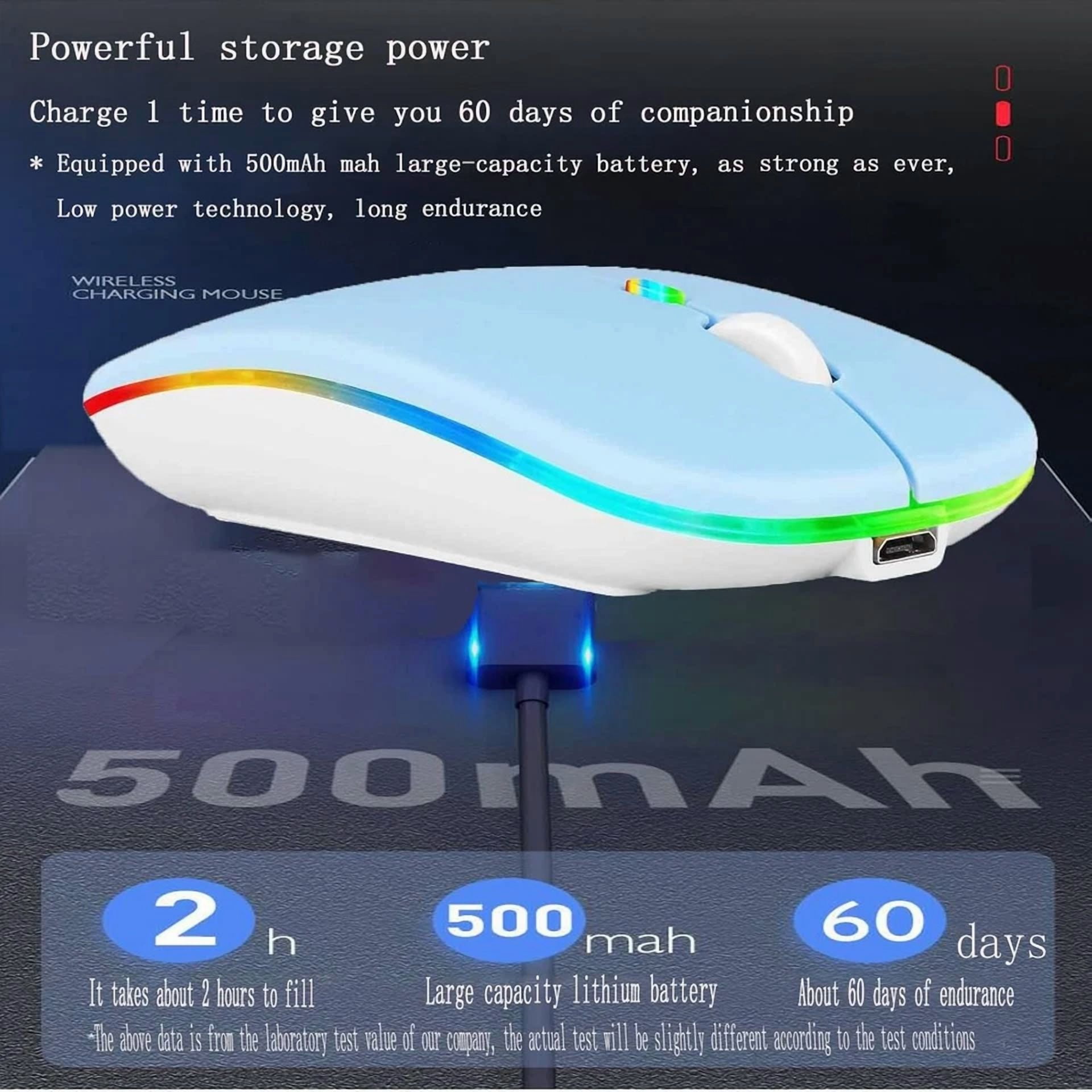 CRESTIN- Wireless Bluetooth Mouse Dual Mode Silent Led Rechargeable Slim - Blue