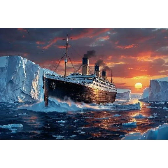 Fun Jigsaw Puzzle for Adults 300 Pieces Titanic and Iceberg Wooden Puzzles Best Brain Exercises Educational Gift Home Decor